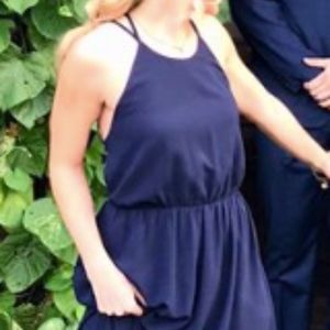 Lulu's Navy Floor Length Open Back Formal Dress